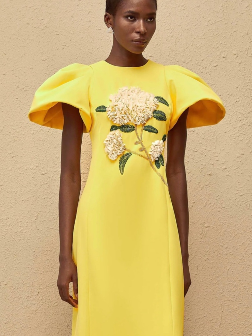 Yrjo Yellow Floral Embroidered Midi